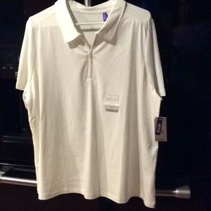 NWT Catherine’s White Suprema Zip Front Top